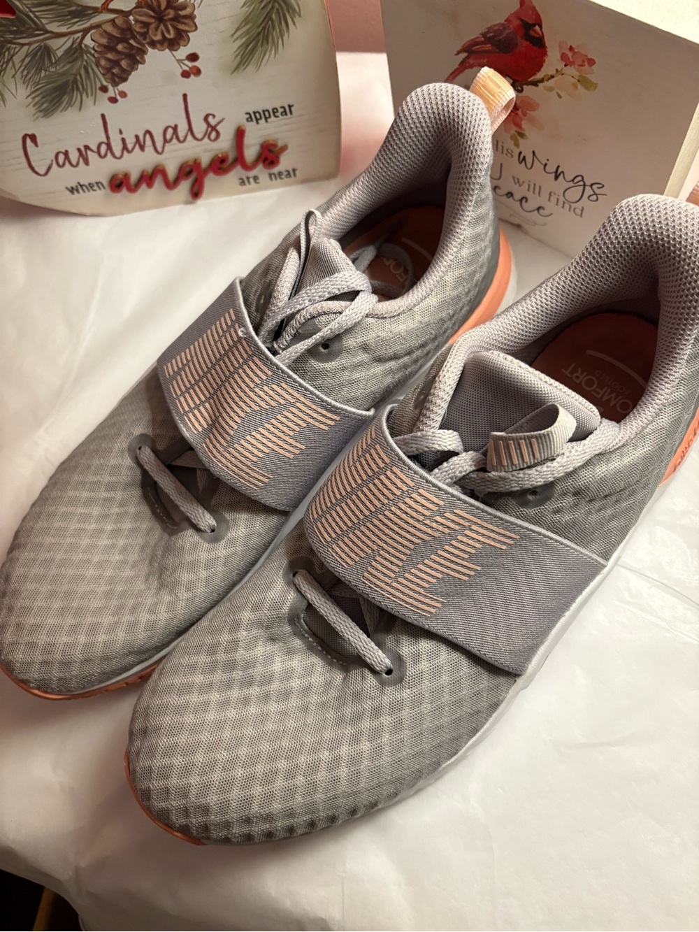 Nike Light Gray and Peach Women's Nike TR-9 Training Sneakers size 10